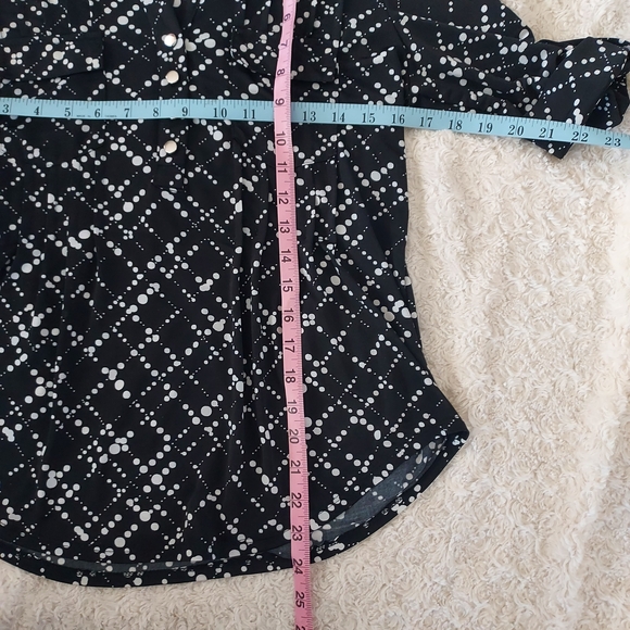 Cocomo Stretch Black & White Abstract Polka Dot Top Artsy Comfy - Picture 8 of 8